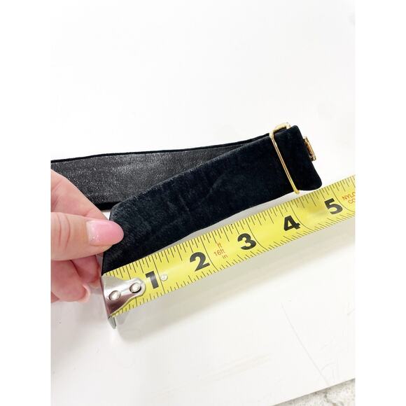 Mimi Di 1987 Gold Tiger Belt Black Leather Suede Vintage Adjustable 31\